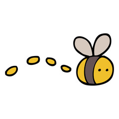 hand drawn doodle style cartoon buzzing bee