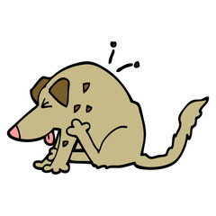 hand drawn doodle style cartoon dog scratching