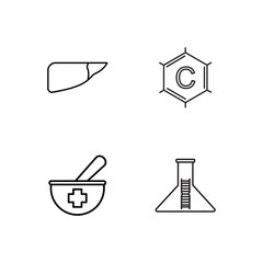 medical simple outlined icons set