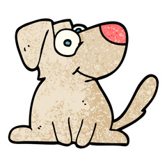 grunge textured illustration cartoon happy dog