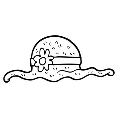 Fototapeta premium black and white cartoon straw hat