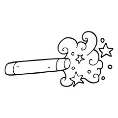black and white cartoon magician wand