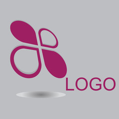 the logo is curved/The figure is a flower-shaped logo with a text of claret color. Logo for a new company, institution, logo for the company. Brand, advertising
