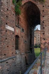 Fototapeta na wymiar Sforza castle a glimpse of a tower