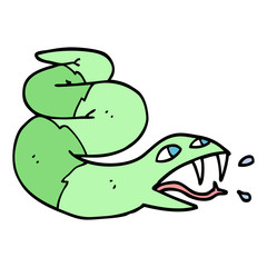 hand drawn doodle style cartoon hissing snake