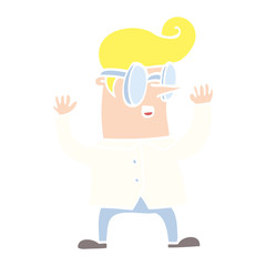 flat color illustration cartoon nerd man