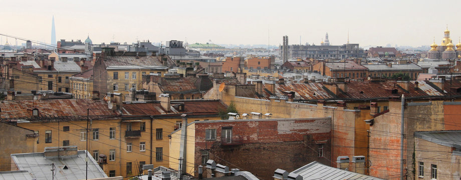 Beautiful view of the roofs in Saint Petersburg