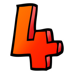 vector gradient illustration cartoon number four