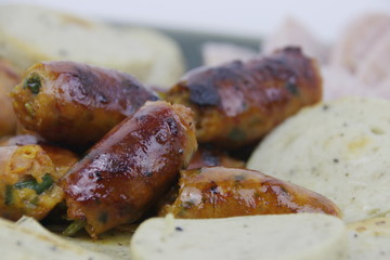 Close up North Easthern Thai grilled sausage