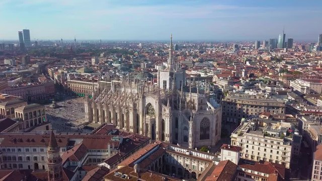Aerial view of Duomo di Milano, Galleria Vittorio Emanuele II, Piazza del Duomo