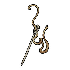 grunge textured illustration cartoon needle and thread