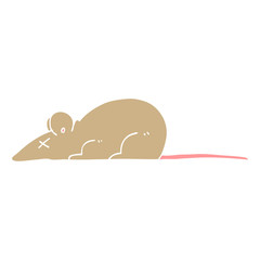 flat color illustration cartoon dead rat