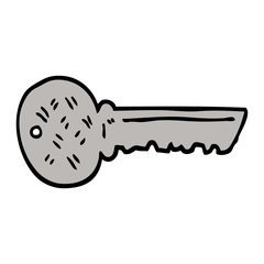 hand drawn doodle style cartoon key