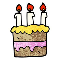 grunge textured illustration cartoon birthday cake