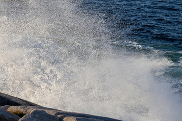 waves breaking on coast of nova scotia, peggy's cove, water, sea, no people
