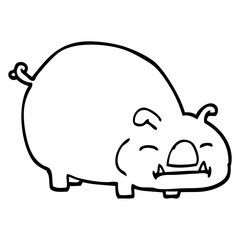black and white cartoon pig