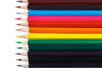 Color pencils isolated on white background.Close up