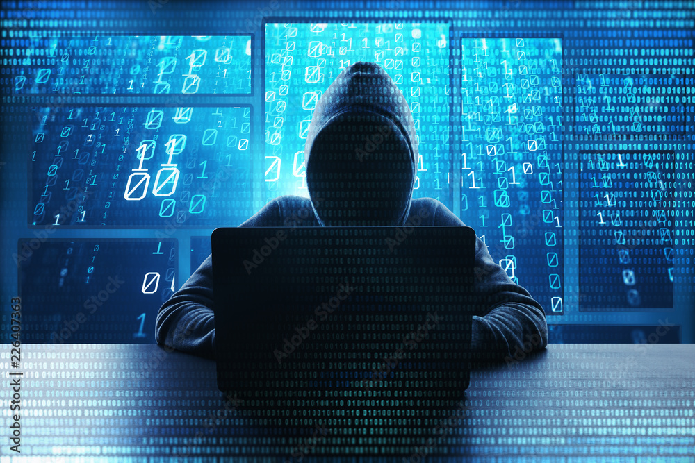 Poster Hacking and malware concept