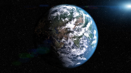 Close-up of the Earth from Space with Clouds and land Masses. Version 1