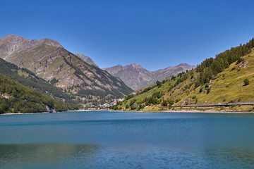 view of the Pontechianale lake - Piemonte