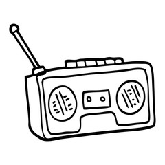 black and white cartoon radio player