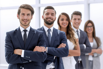 company employees standing together