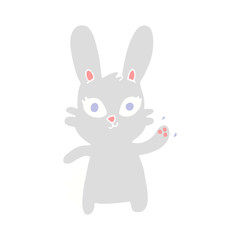 Fototapeta premium cute flat color illustration cartoon rabbit waving