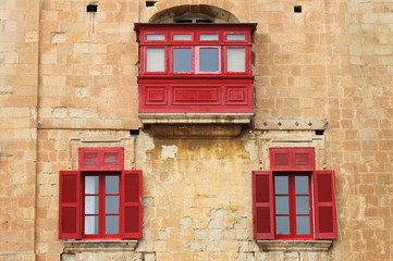 Typical balconies and windows in Malta