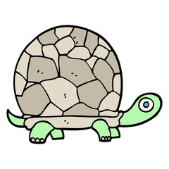 hand drawn doodle style cartoon tortoise