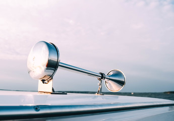 horn on the ship yacht. chrome signal.