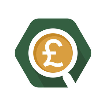 hexagon shape icon with the pound sterling currency trading analysis concept