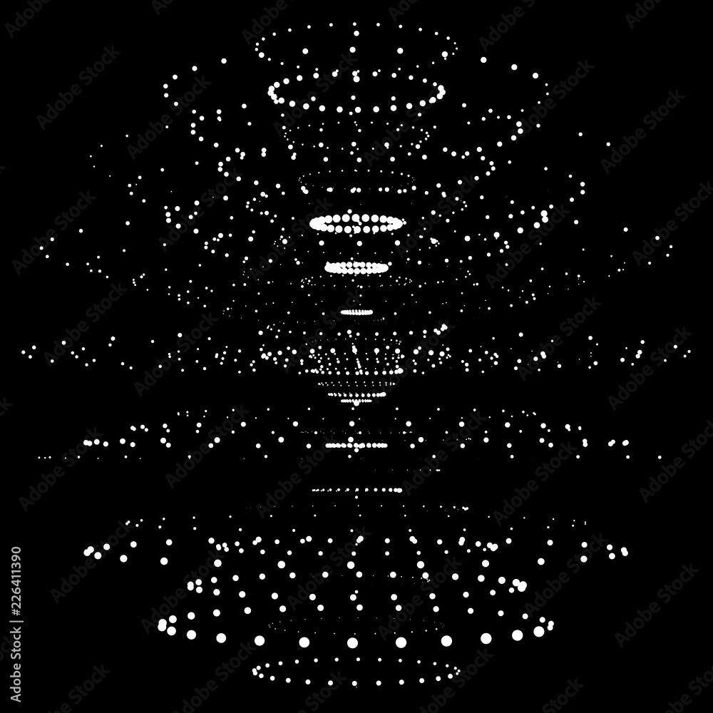 Poster abstract 3d sphere made of points. futuristic technology style. sphere particles. background vector.