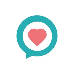 Heart love and Communication or chat logo template