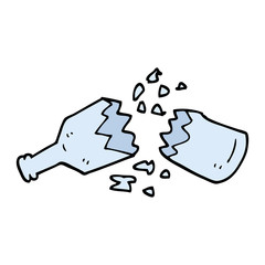 hand drawn doodle style cartoon  smashed glass bottle