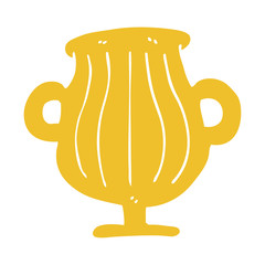flat color illustration cartoon of a golden vase