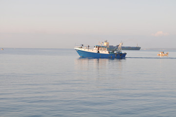 Fototapeta premium The beautiful boat in open sea