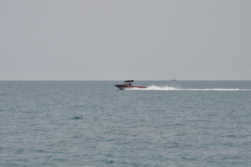 The beautiful boat in open sea