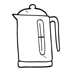 black and white cartoon kettle