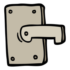 hand drawn doodle style cartoon metal door handle