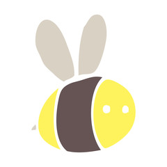 flat color illustration cartoon bee