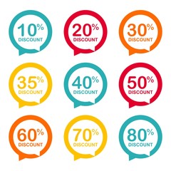 Discount tag with special offer sale sticker. Promo tag discount offer layout. Sale label with advertise offer design template. Sticker sign price isolated modern graphic style vector illustration.