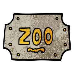 grunge textured illustration cartoon zoo sign