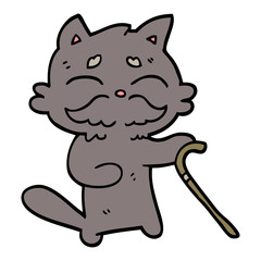 hand drawn doodle style cartoon old cat