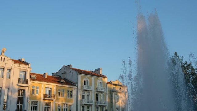 Old houses near a fountain in Plovdiv