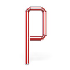 Drinking straw font Letter P 3D
