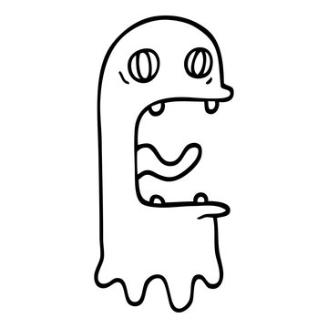 black and white cartoon spooky ghost