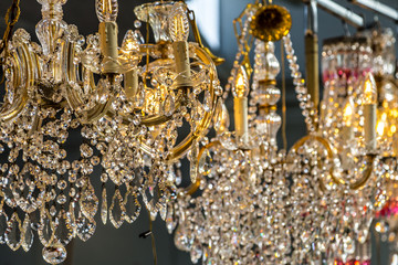 Crystals of vintage chandeliers