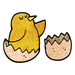 grunge textured illustration cartoon hatching bird