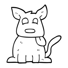 black and white cartoon happy dog