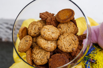 glass jars with biscuit